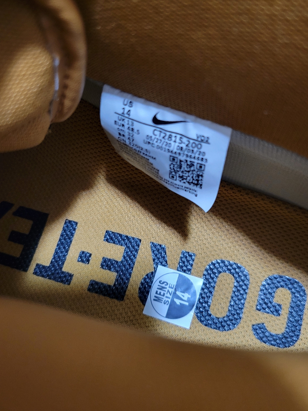 Nike Air Force 1 Gore-Tex GTX Mens Size 14 Wheat Boots CT2815-200 (NO STRAPS) - Picture 4 of 4